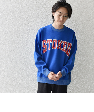 【WEB限定】SHIPS any: 〈手洗い可能〉スウェット ライク カレッジ ロゴ クルーネック ニット◇