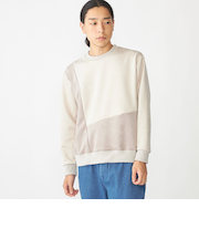 SHIPS:〈洗濯機可能〉パネル ポリエステル スエード ドッキング  ロングスリーブ Tシャツ