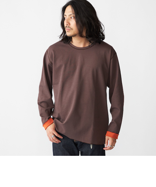 SHIPS: リバーシブル クルーネック 長袖 Tシャツ (ロンT)