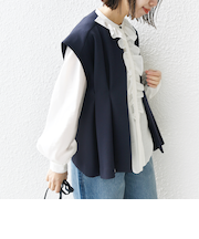 【WEB限定】〈手洗い可能〉ダンボール フロント タック ジレ