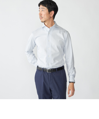 SHIPS: ジャージー ロンドンストライプ ワンピースカラー シャツ