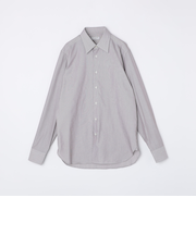 GUY ROVER: ブラウン ピンストライプ ワイドカラー シャツ