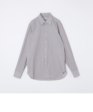 GUY ROVER: ブラウン ピンストライプ ワイドカラー シャツ