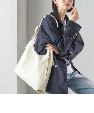 BEAURE:パーティション レザー バッグ 大