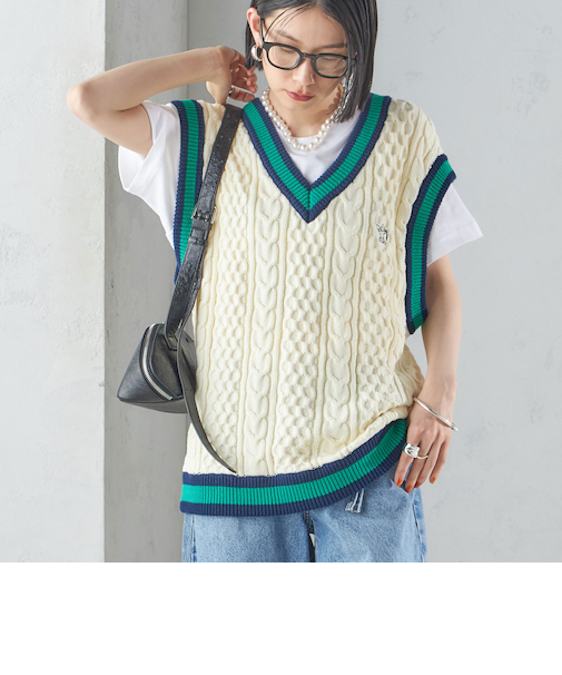 【SHIPS別注】LOGAN KNITTING MILLS: チルデン Vネック ベスト
