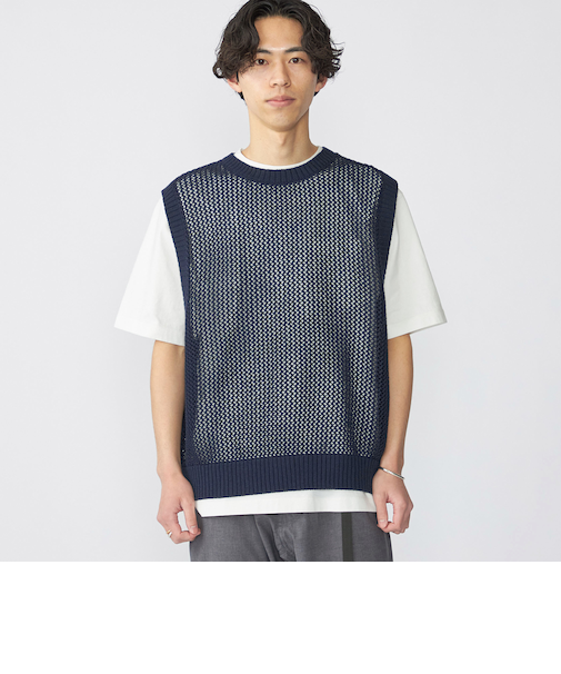 SHIPS:〈手洗い可能〉メッシュ ニット ベスト