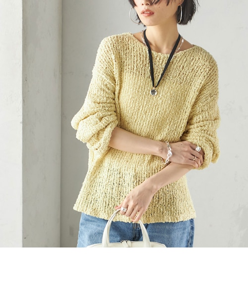 【オフホワイト】【Loungedress】スムースボートネックニット Loungedress】スムースボートネックニット | OUTLET(アウトレット