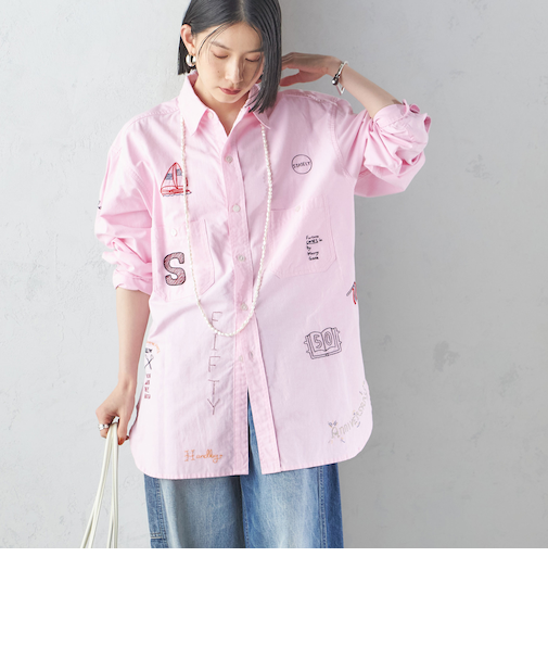 【SHIPS別注】WHITE FIELD: エンブロイダリー シャツ