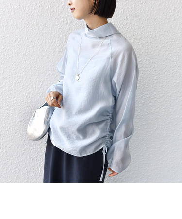 【WEB限定】〈洗濯機可能〉シアー ハイネック 2WAY ブラウス