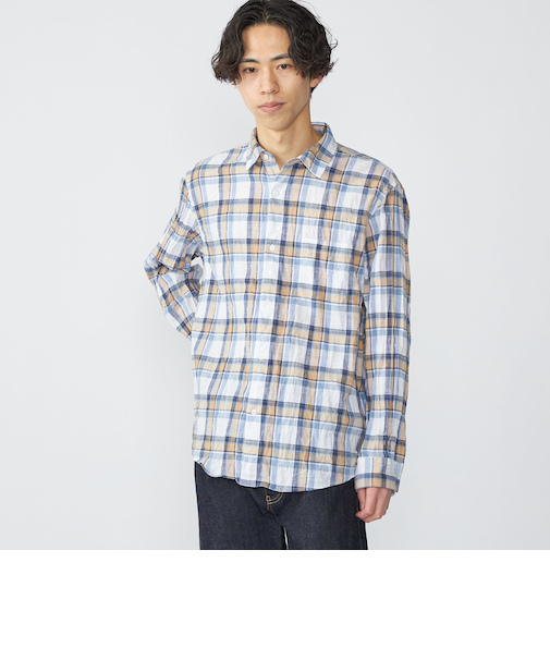 SHIPS: BEZ ウォッシュド チェック ロングスリーブ シャツ