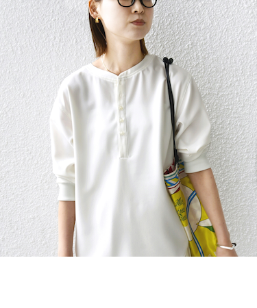 〈手洗い可能〉前後 2WAY ジョーゼット 袖リブ プルオーバー