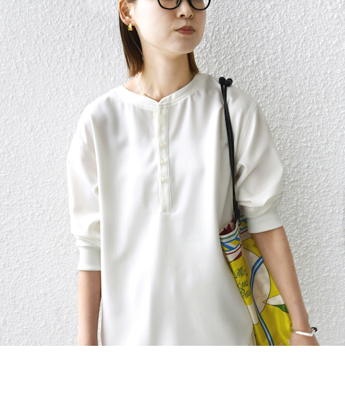 〈手洗い可能〉前後 2WAY ジョーゼット 袖リブ プルオーバー