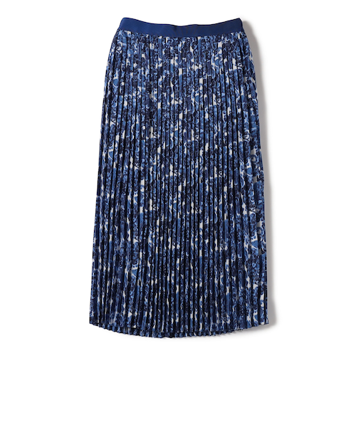 SHIPS Primary Navy Label:グログラン ベルト プリーツ スカート