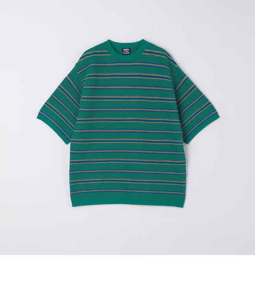 SHIPS:〈手洗い可能〉Amossa(R) メッシュ ボーダー ニット Tシャツ