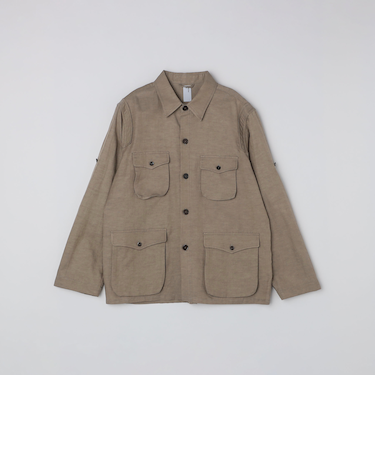 benine9: VINTAGEFINISHED COTTON CUPRA SAFARI JACKET