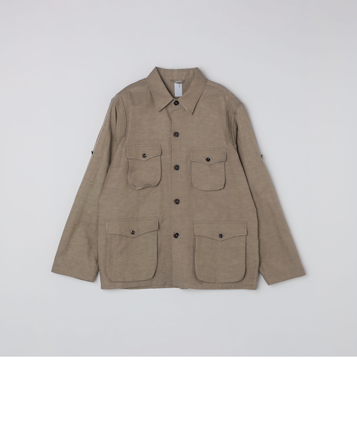 benine9: VINTAGEFINISHED COTTON CUPRA SAFARI JACKET