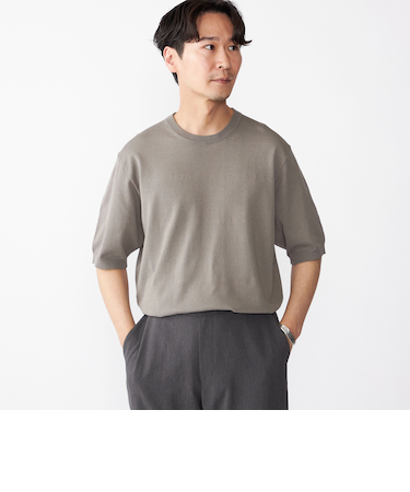 SHIPS: リネン×TEXBRID クルーネック ニット Tシャツ