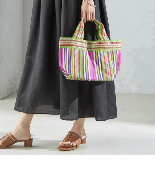 Arawali:ストライプ ミニ トート バッグ
