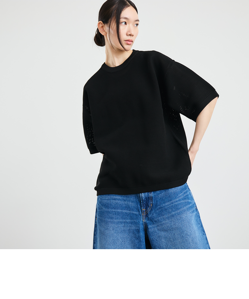 City Ambient Products:〈手洗い可能〉ポリエステル メッシュ ニット ショートスリーブ Tシャツ
