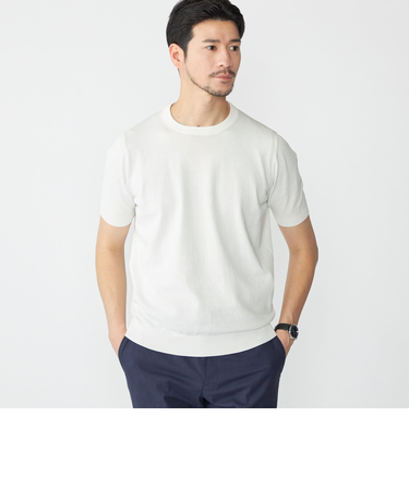 SHIPS: ICE COTTON クルーネック ショートスリーブ ニットTシャツ