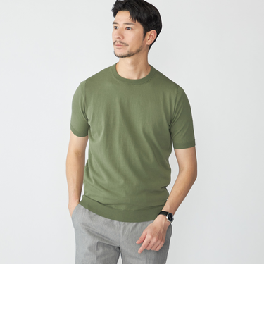 SHIPS: ICE COTTON クルーネック ショートスリーブ ニットTシャツ