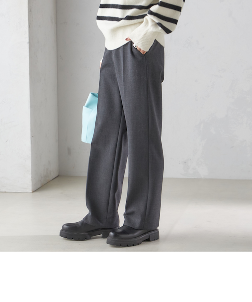 〈手洗い可能〉ストレート センタープレス トラウザーズ