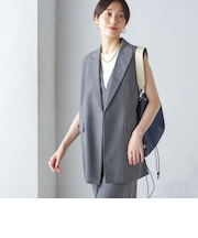 ウール混 ボックス テーラード ジレ