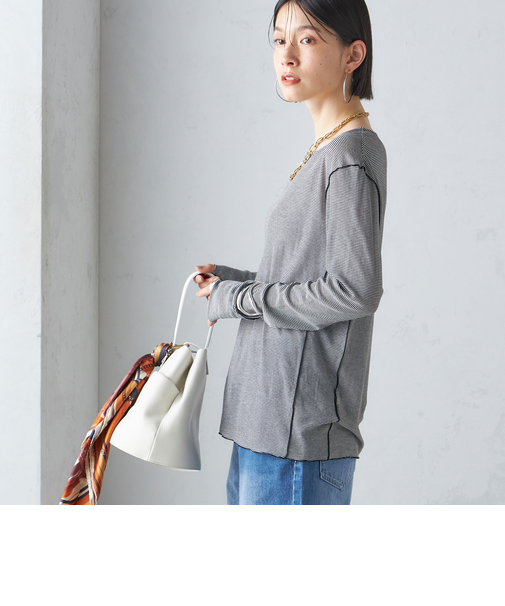 〈手洗い可能〉シアー ストレッチ クルーネック プルオーバー