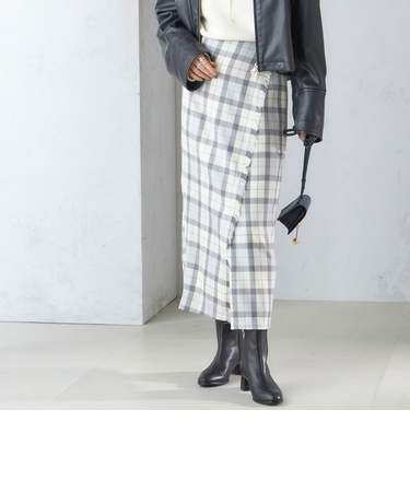 チェック フリンジ スカート