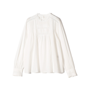 SHIPS Primary Navy Label:〈手洗い可能〉レース ピンタック ブラウス