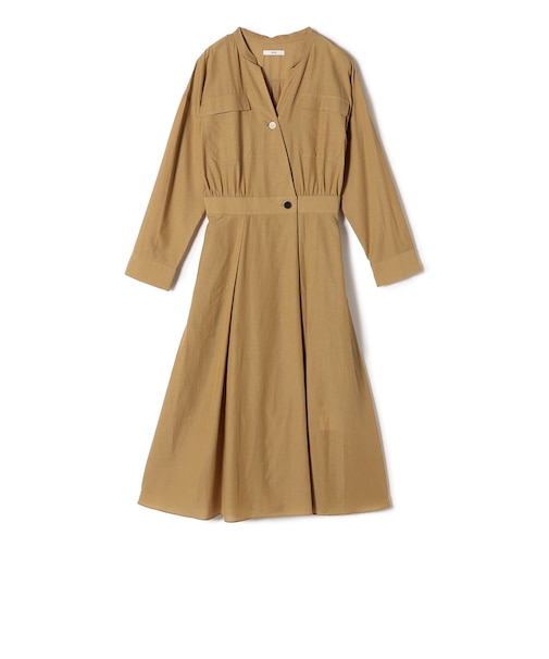 〈手洗い可能〉ダブル ポケット ロング スリーブ ワンピース