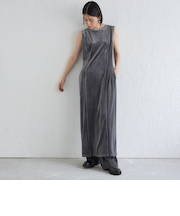 Wai＋:〈手洗い可能〉ストレッチ ポリエステル ベロア ワンピース