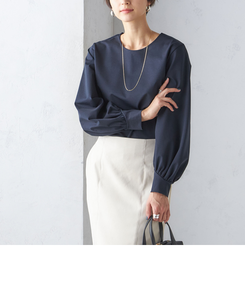 〈手洗い可能〉コットン ポンチ ボリューム 袖 プルオーバー