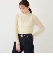 SHIPS Colors:〈手洗い可能〉メッシュ ポリエステルベロア タートルネック トップス◇