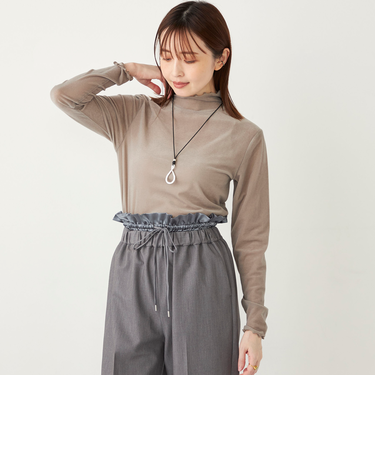 SHIPS Colors:〈手洗い可能〉メッシュ ポリエステルベロア タートルネック トップス◇