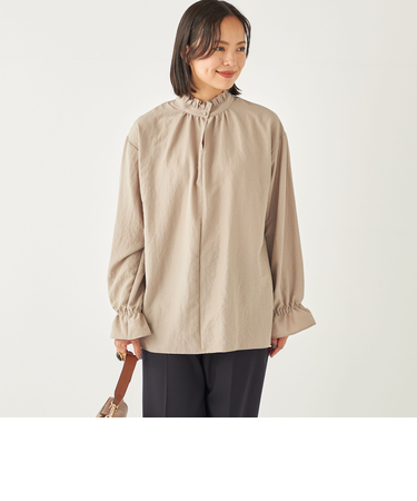 SHIPS Colors:〈洗濯機可能〉フリル  ネック ブラウス◇