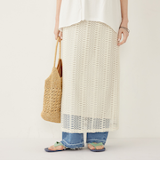 SHIPS Colors:〈手洗い可能〉変わり編み レース タイトスカート