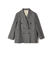 SHIPS Primary Navy Label: フラノ ヘリンボーン ダブルボタン ジャケット（セットアップ対応）