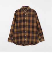 GITMAN BROS.: メランジチェック シャギーフランネル ボタンダウン シャツ