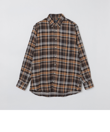 GITMAN BROS.: トリプルヤーン チェック ボタンダウン ネルシャツ