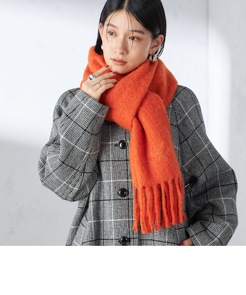 刺繍 モへヤ ミックス マフラー