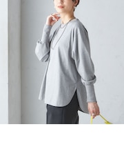 ロング リブ スリーブ カットソー  ボーダー / ソリッド