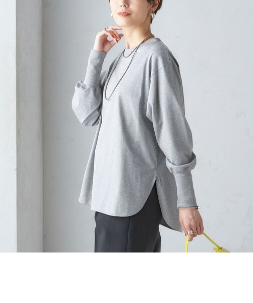 ロング リブ スリーブ カットソー ボーダー / ソリッド