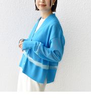 〈手洗い可能〉シアー ライン Vネック カーディガン