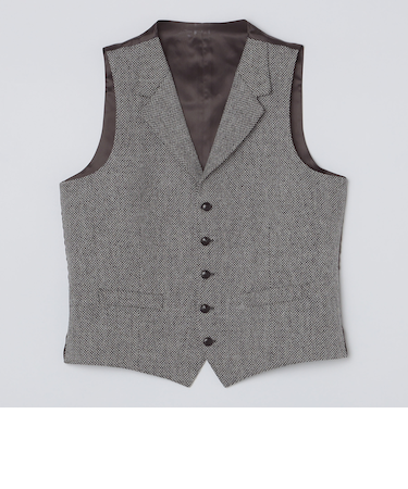 【SHIPS別注】CARUSO: ヘリンボーン ツイード ラペルドベスト
