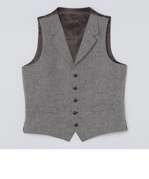 【SHIPS別注】CARUSO: ヘリンボーン ツイード ラペルドベスト