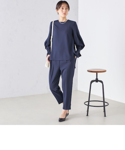 〈手洗い可能〉キャンディ スリーブ ブラウス × パンツ セットアップ