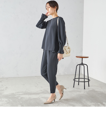 〈手洗い可能〉キャンディ スリーブ ブラウス × パンツ セットアップ