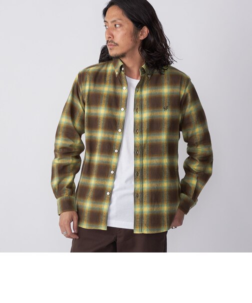 【WEB限定】SHIPS: MADE IN JAPAN ワンポイント チェックボタンダウンネルシャツ