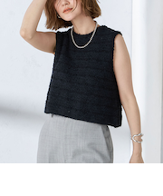 〈手洗い可能〉バック ジップ ツイード ベスト